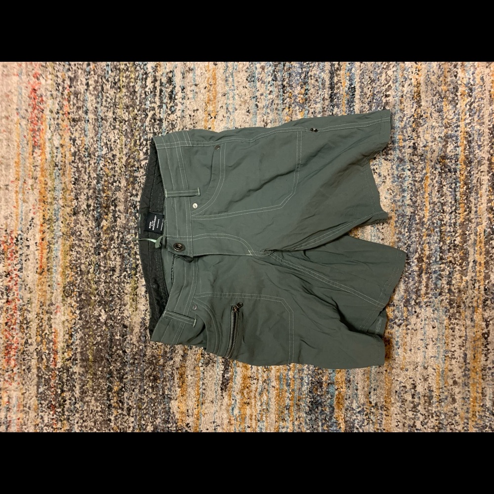 Kavu green shorts, great for hikes and paddling